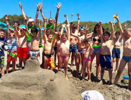 Family camping by the sea in Tuscany